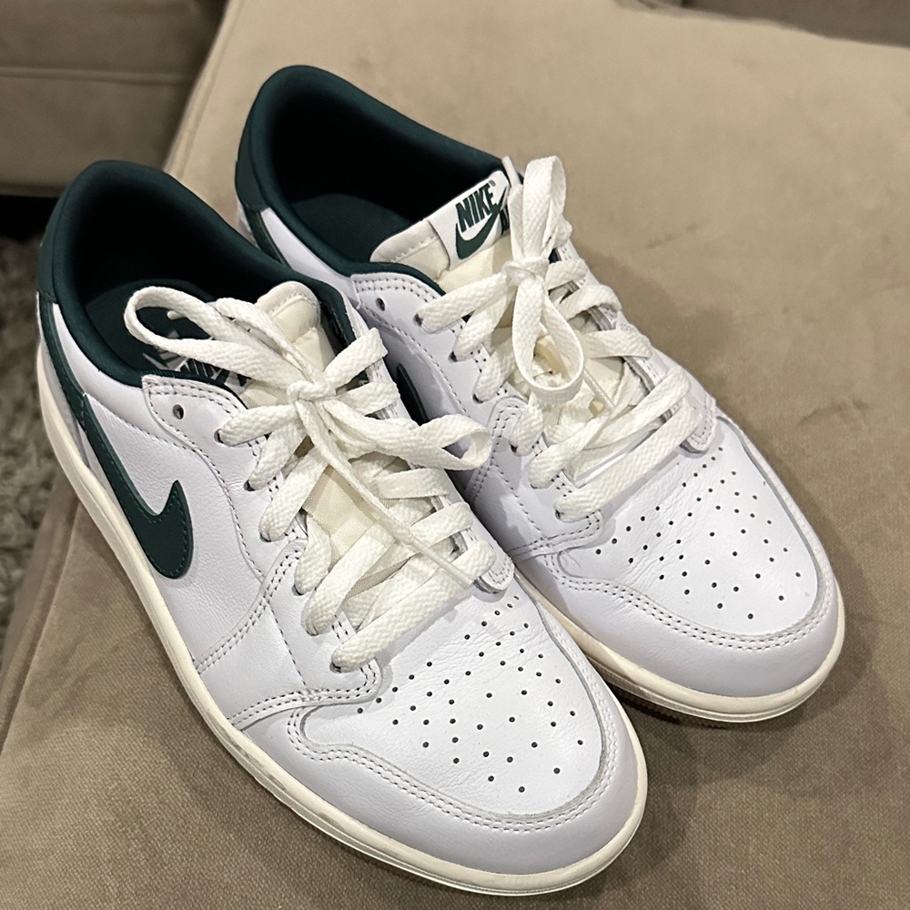 Nike White and Dark Green Athletic Shoes
